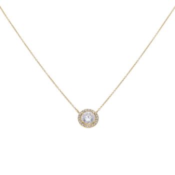 Gold Plated Silver Cubic Zirconia Cluster Pendant And Chain 18"