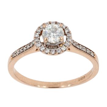18ct Rose Gold 0.65ct Diamond Halo Ring