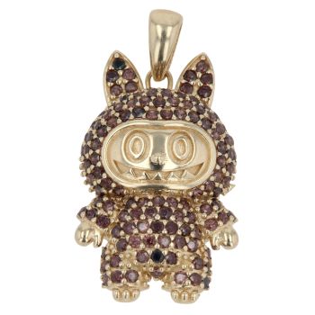 14ct Yellow Gold Brown Gemstone Bunny Pendant