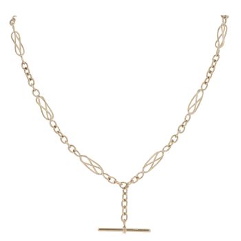 9ct Yellow Gold T-Bar Fancy Chain 18"