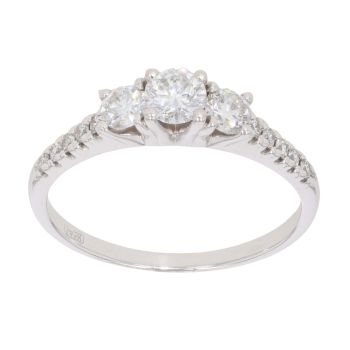 18ct White Gold 0.75ct Diamond And Trilogy Ring