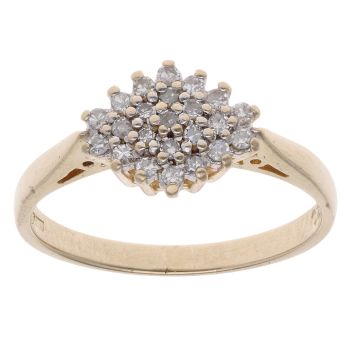 9ct Yellow Gold 0.20ct Diamond Cluster Ring