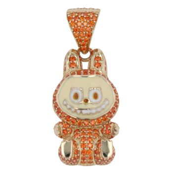 14ct Yellow Gold Orange Gemstone Bunny Pendant