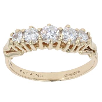 9ct Yellow Gold Cubic Zirconia Five Stone Ring