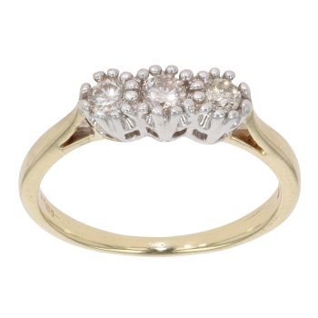 18ct Yellow Gold 0.25ct Diamond Trilogy Ring