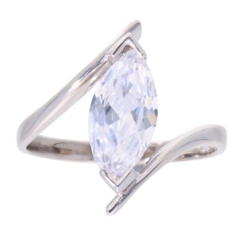 9ct White Gold Cubic Zirconia Marquise Ring