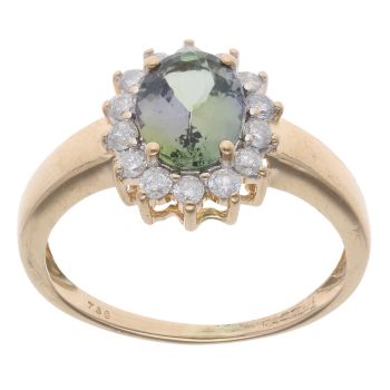 18ct Yellow Gold 0.40ct Diamond and Zoisite Cluster Ring
