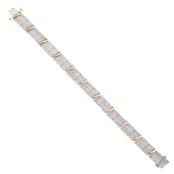9ct Yellow Gold 3.85ct Brilliant Cut Diamond Bracelet 7.5"