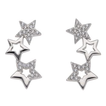 Silver Cubic Zirconia Star Stud Earrings by Icesia