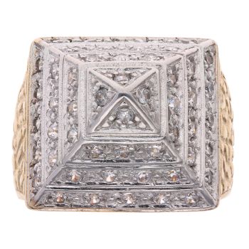 9ct Yellow Gold Cubic Zirconia Pyramid Ring