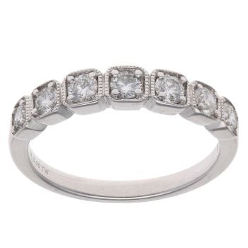 9ct White Gold 0.50ct Brilliant Cut Diamond Half Eternity Ring