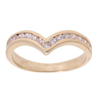 14ct Yellow Gold Cubic Zirconia Wishbone Ring