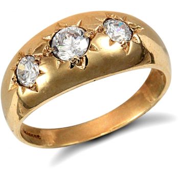 9ct Yellow Gold Gents Cubic Zirconia Ring