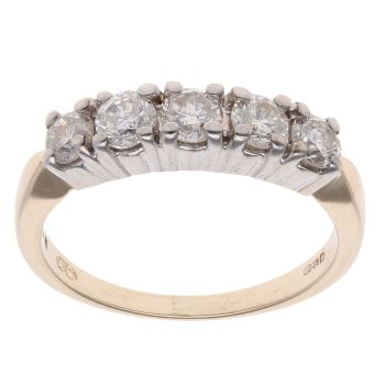 9ct Yellow Gold 1.00ct Brilliant Cut Diamond Five Stone Ring