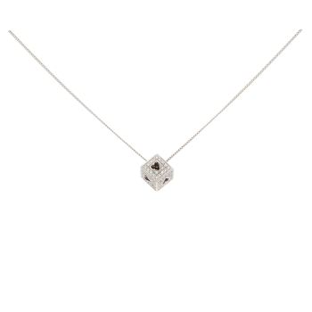 18ct White Gold 1.00ct Diamond Dice Pendant And Chain 16"