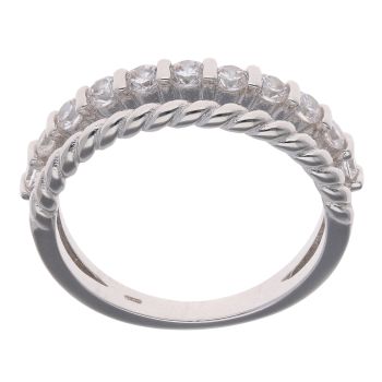 Silver Cubic Zirconia Twist Ring by Icesia