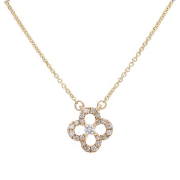9ct Yellow Gold 0.35ct Diamond Quatrefoil Pendant and Integral Chain 16" by Anya Belle