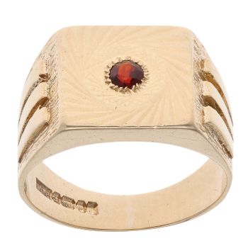9ct Yellow Gold Garnet Signet Ring