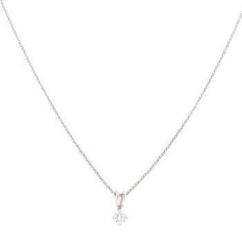 18ct White Gold 0.33ct Brilliant Cut Diamond Solitaire Pendant And Chain 16"