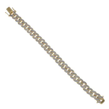 Silver Gold Plated Cubic Zirconia Cuban Bracelet 8.5"