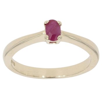 9ct Yellow Gold Ruby Solitaire Ring