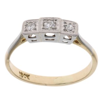 18ct Yellow Gold 0.10ct Diamond Trilogy Ring