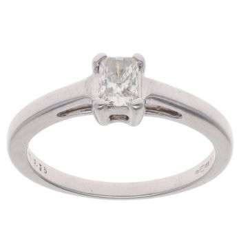 9ct White Gold 0.35ct Radiant Cut Diamond Solitaire Ring