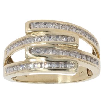 9ct Yellow Gold 0.33ct Brilliant Cut Diamond Crossover Ring