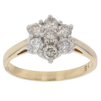 18ct Yellow Gold 0.75ct Brilliant Cut Diamond Cluster Ring