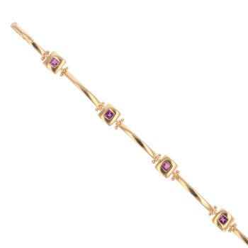 9ct Yellow Gold Amethyst Bracelet 7"