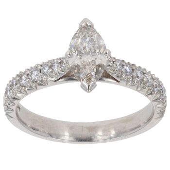 Platinum 0.75ct Marquise And Brilliant Cut Diamond Solitaire Ring