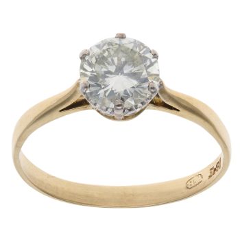 18ct Yellow Gold And Platinum 1.00ct Brilliant Cut Diamond Solitaire Ring