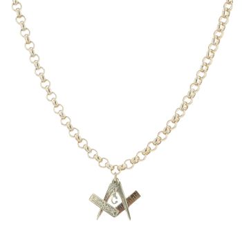 9ct Yellow Gold Masonic Pendant And Chain 20"