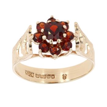 9ct Yellow Gold Garnet Cluster Ring
