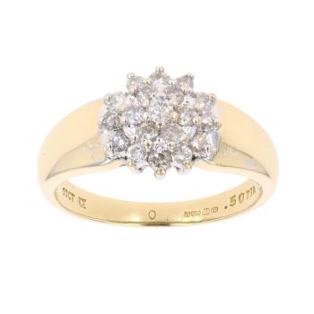 18ct Yellow Gold 0.50ct Brilliant Cut Diamond Cluster Ring