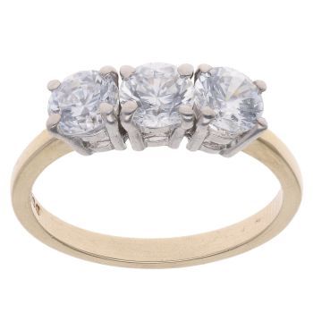 9ct Yellow Gold Cubic Zirconia Three Stone Ring
