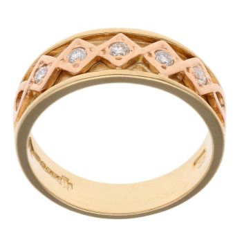 18ct Yellow And Rose Gold 0.20ct Diamond Clogau Queen Elizabeth Ring