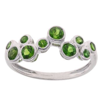 9ct White Gold Green Gemstone Fancy Ring