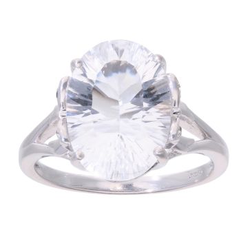 9ct White Gold White Quartz Single Stone Ring