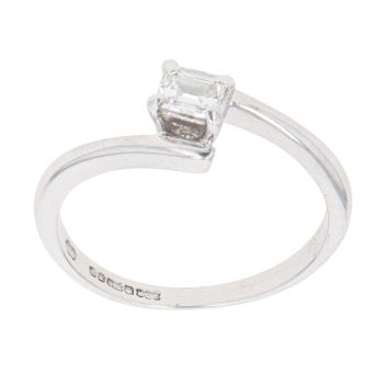 18ct White Gold 0.20ct Emerald Cut Diamond Solitaire Ring