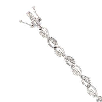 9ct White Gold 0.15ct Brilliant Cut Diamond Bracelet 7"