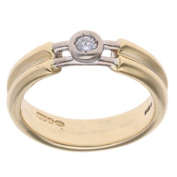 18ct Yellow And White Gold Cubic Zirconia Single Stone Ring