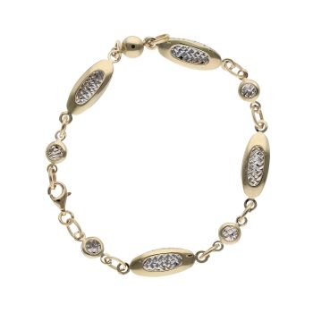 Children's 14ct Yellow And White Gold Oval Link 6" Bracelet