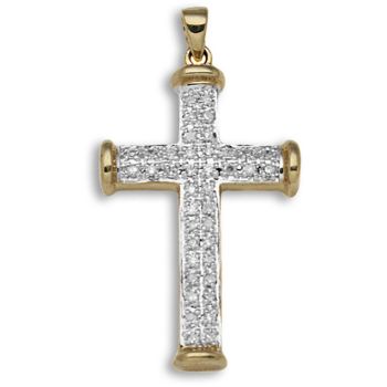 9 Carat Yellow Gold 25pts Diamond Cross