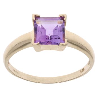 9ct Yellow Gold Amethyst Single Stone Ring