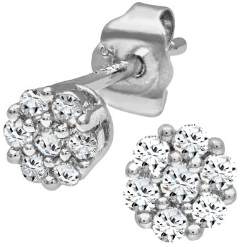 9ct White Gold 0.25ct Diamond Cluster Stud Earrings