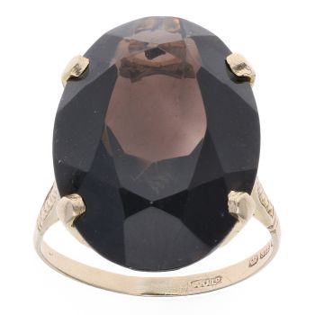 9ct Yellow Gold Smoky Quartz Single Stone Ring