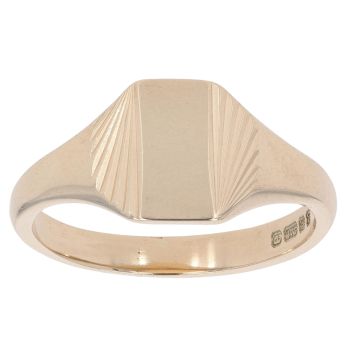 9ct Yellow Gold Patterned Signet Ring