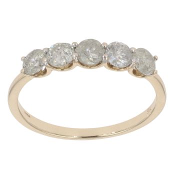 9ct Yellow Gold 1.00ct Brilliant Cut Diamond Five Stone Ring