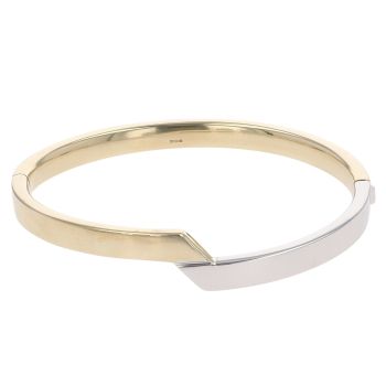 9ct Yellow And White Gold Plain Wrap Bangle